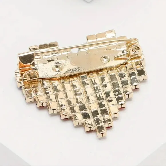 American Flag Heart Brooch Pin - Patriotic 4th of July USA Independence Day NWT - Picture 3 of 7